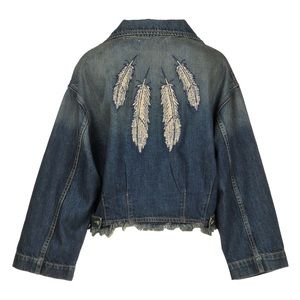 Sandrine Rose Embroidered Feather Denim Jacket